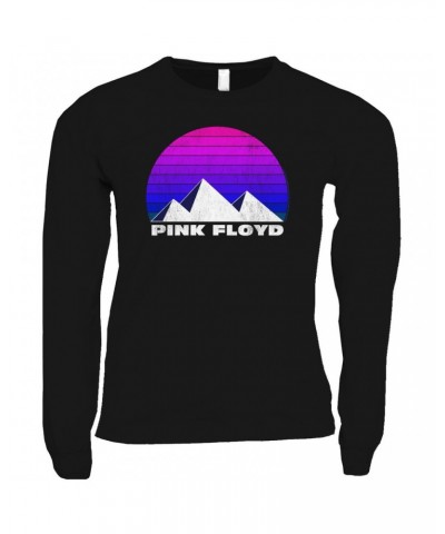 Pink Floyd Long Sleeve Shirt | Dark Side Pyramids Design Distressed Shirt $10.78 Shirts