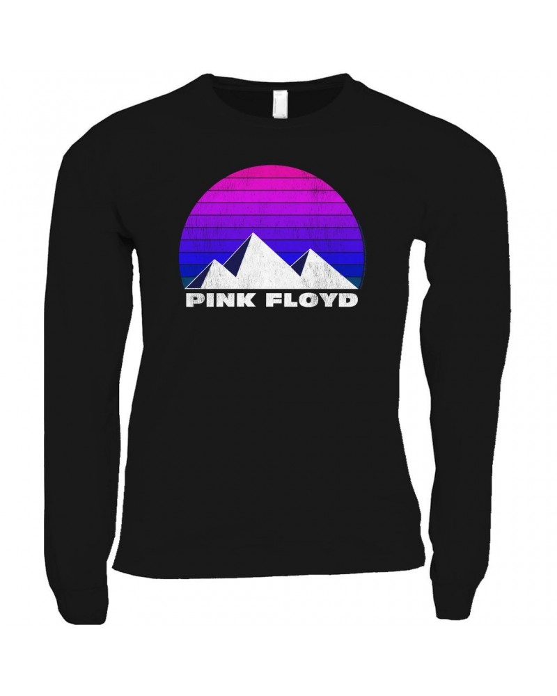 Pink Floyd Long Sleeve Shirt | Dark Side Pyramids Design Distressed Shirt $10.78 Shirts