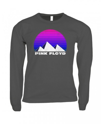 Pink Floyd Long Sleeve Shirt | Dark Side Pyramids Design Distressed Shirt $10.78 Shirts