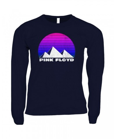 Pink Floyd Long Sleeve Shirt | Dark Side Pyramids Design Distressed Shirt $10.78 Shirts