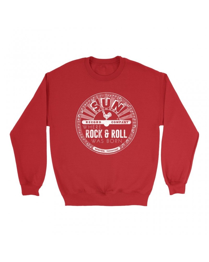 Sun Records Sweatshirt | White Where Rock N' Roll Was Born Logo Sweatshirt $13.63 Sweatshirts