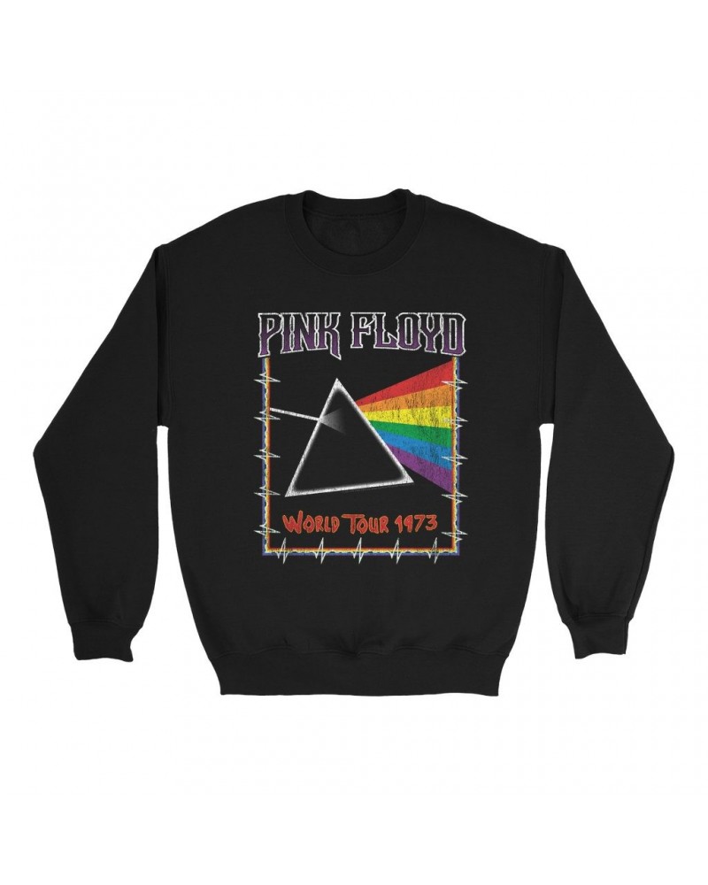 Pink Floyd Sweatshirt | World Tour 1980 Prism Design Distressed Sweatshirt $16.08 Sweatshirts