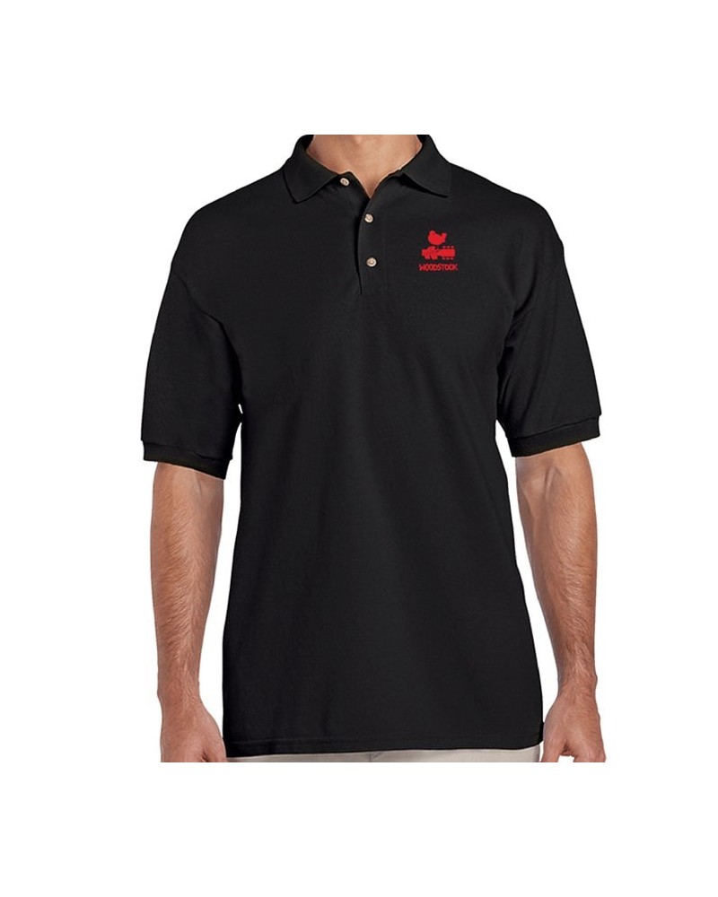 Woodstock Bird & Guitar Red Logo Polo Shirt $14.00 Shirts