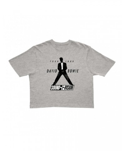 David Bowie Ladies' Crop Tee | 1990 Sound + Vision Tour Logo Image Crop T-shirt $12.40 Shirts