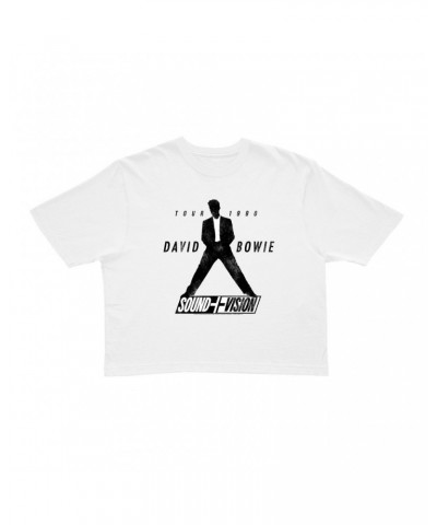 David Bowie Ladies' Crop Tee | 1990 Sound + Vision Tour Logo Image Crop T-shirt $12.40 Shirts