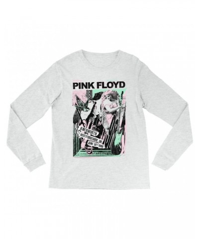 Pink Floyd Long Sleeve Shirt | Live At Hertfordshire UK Pastel Collage Concert Poster Distressed Shirt $14.38 Shirts