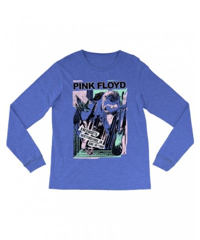 Pink Floyd Long Sleeve Shirt | Live At Hertfordshire UK Pastel Collage Concert Poster Distressed Shirt $14.38 Shirts