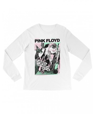 Pink Floyd Long Sleeve Shirt | Live At Hertfordshire UK Pastel Collage Concert Poster Distressed Shirt $14.38 Shirts