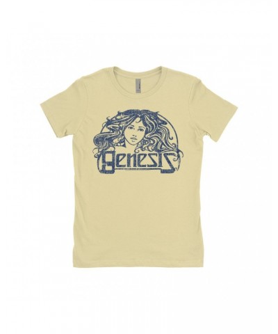 Genesis Ladies' Boyfriend T-Shirt | Navy Vintage Art Nouveau Logo Distressed Shirt $10.98 Shirts