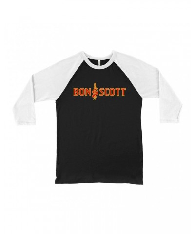 Bon Scott 3/4 Sleeve Baseball Tee | Bon Dagger And Snake Shirt $10.78 Shirts