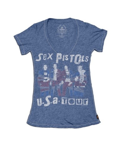 Sex Pistols USA Tour '78 Deep V-neck Burnout T-Shirt $15.18 Shirts