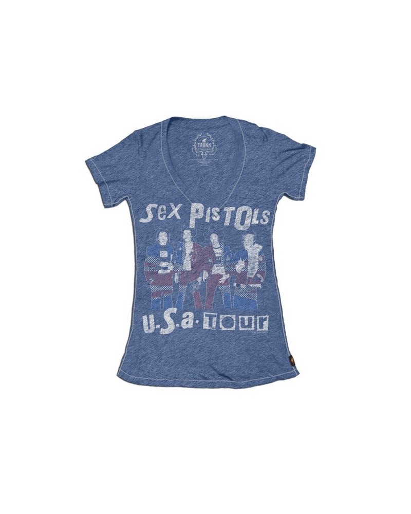 Sex Pistols USA Tour '78 Deep V-neck Burnout T-Shirt $15.18 Shirts