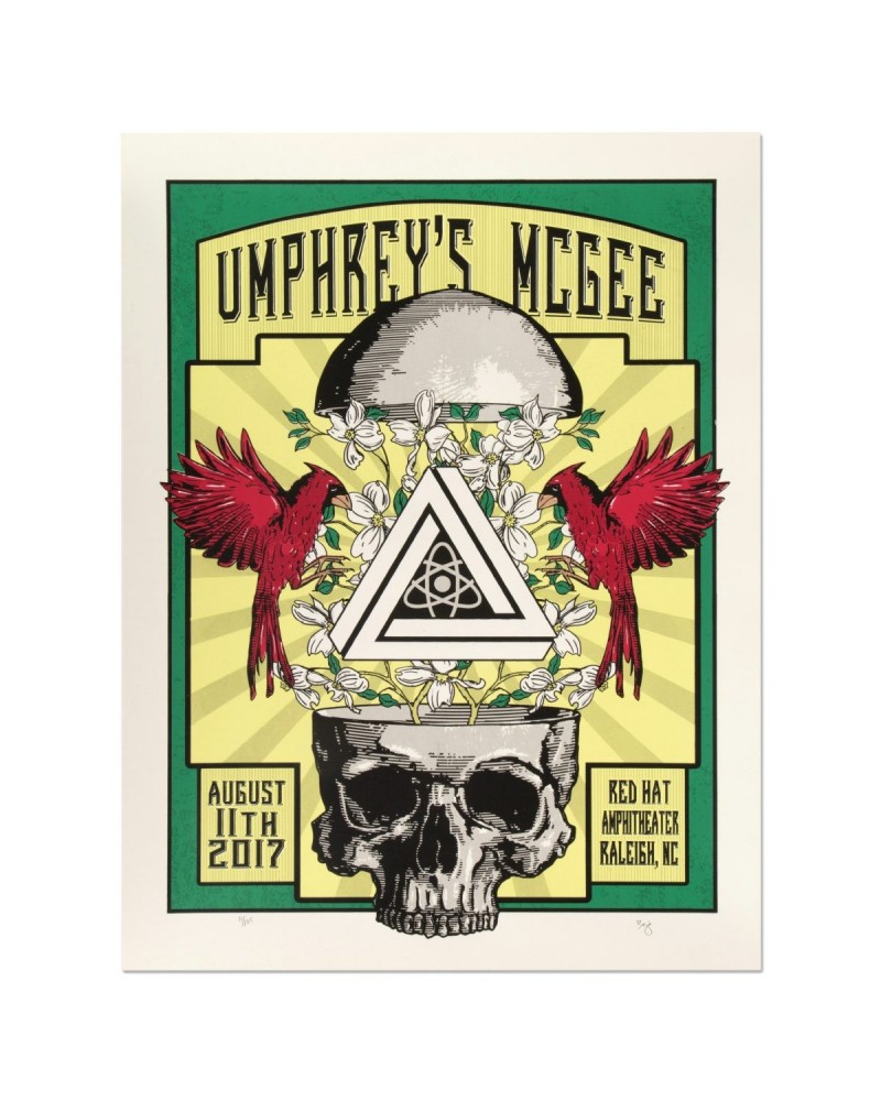 Umphrey's McGee Red Hat Amphitheater Raleigh Poster by Brian Bojo $15.00 Hats