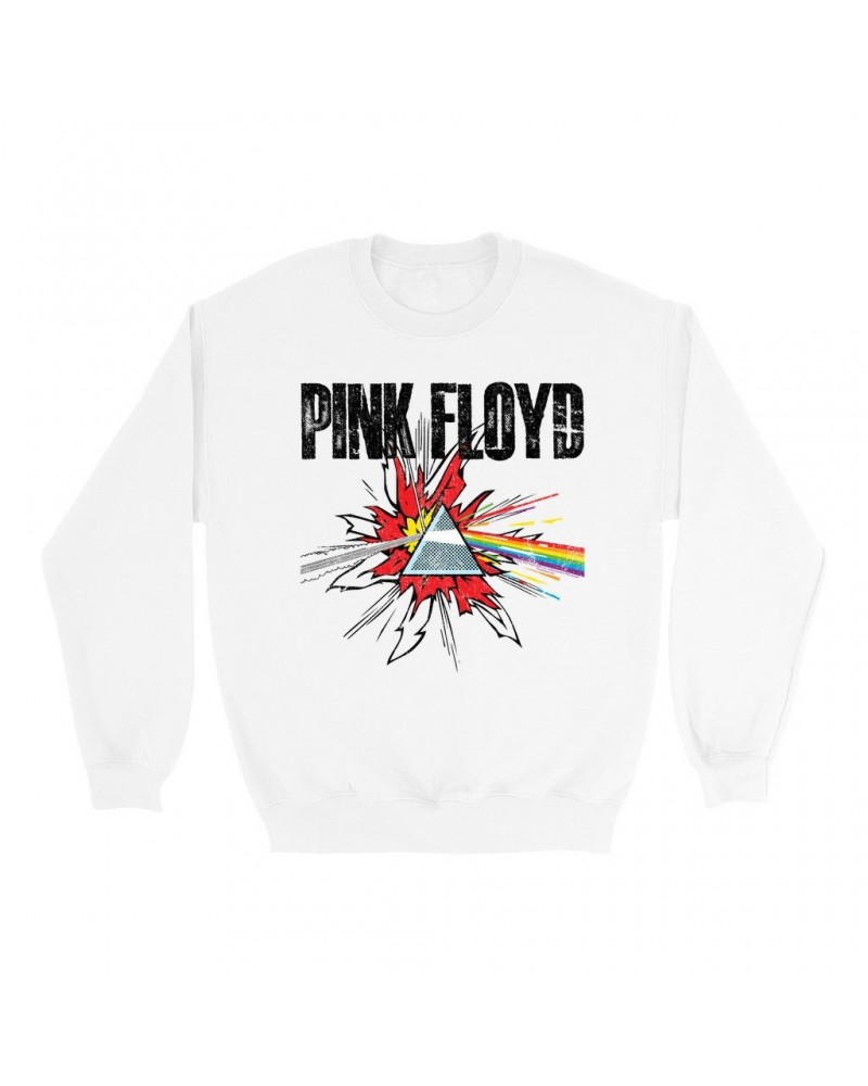 Pink Floyd Sweatshirt | Pop Art Prism Distressed Sweatshirt $15.03 Sweatshirts