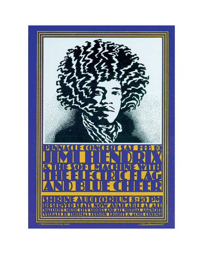 Jimi Hendrix Shrine Auditorium 2/10/1968 LA CA Poster $4.39 Decor