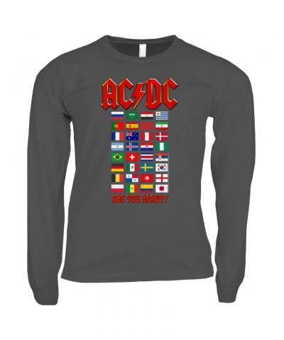 AC/DC Long Sleeve Shirt | Are You Ready Tour Destination Flags Shirt $10.18 Shirts