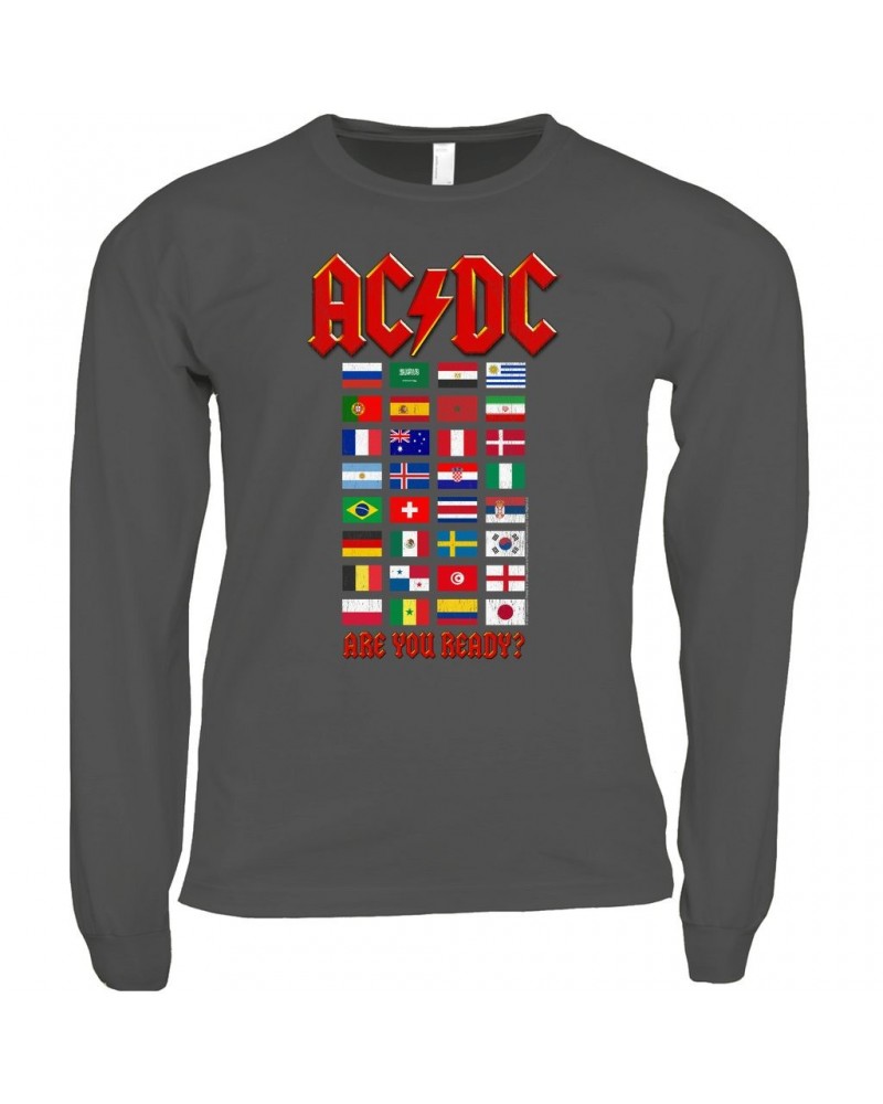 AC/DC Long Sleeve Shirt | Are You Ready Tour Destination Flags Shirt $10.18 Shirts