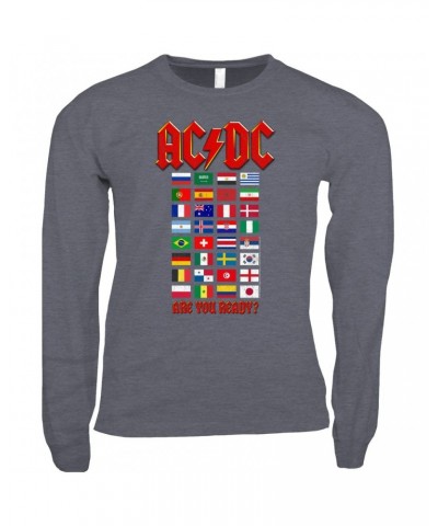 AC/DC Long Sleeve Shirt | Are You Ready Tour Destination Flags Shirt $10.18 Shirts