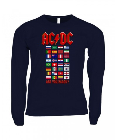 AC/DC Long Sleeve Shirt | Are You Ready Tour Destination Flags Shirt $10.18 Shirts