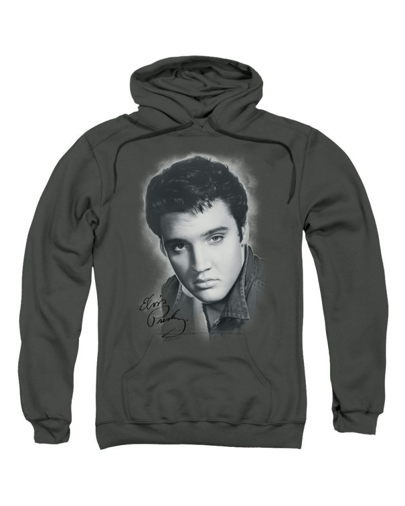 Elvis Presley Hoodie | GREY PORTRAIT Pull-Over Sweatshirt $16.00 Sweatshirts