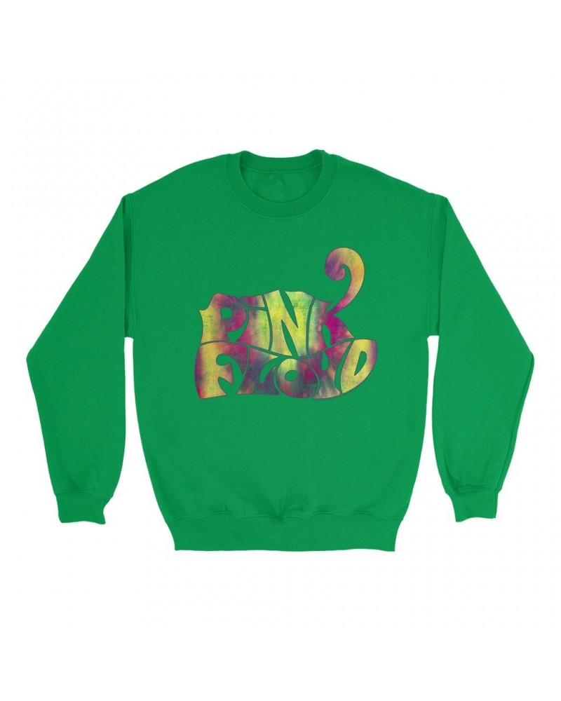 Pink Floyd Bright Colored Sweatshirt | Tie Dye Groovy Logo Distressed Sweatshirt $12.93 Sweatshirts