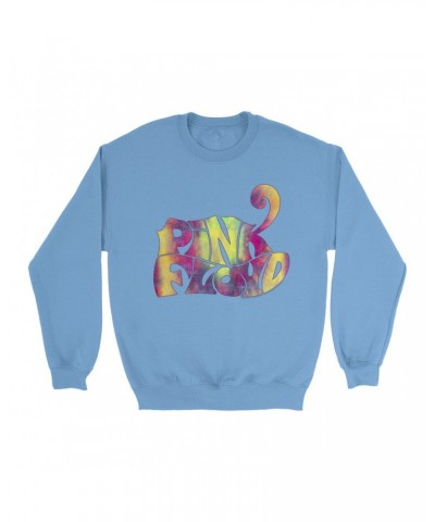 Pink Floyd Bright Colored Sweatshirt | Tie Dye Groovy Logo Distressed Sweatshirt $12.93 Sweatshirts