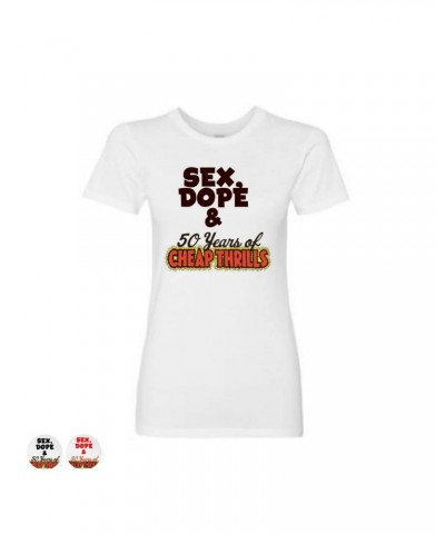 Janis Joplin Women's 50 Years Of Cheap Thrills Red Type T-Shirt $14.10 Shirts