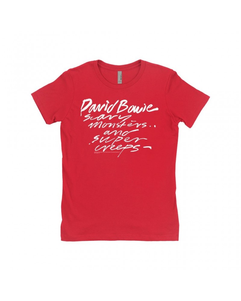 David Bowie Ladies' Boyfriend T-Shirt | Scary Monsters And Super Creeps Shirt $10.23 Shirts