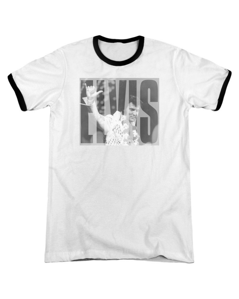 Elvis Presley Shirt | ALOHA GRAY Premium Ringer Tee $9.68 Shirts