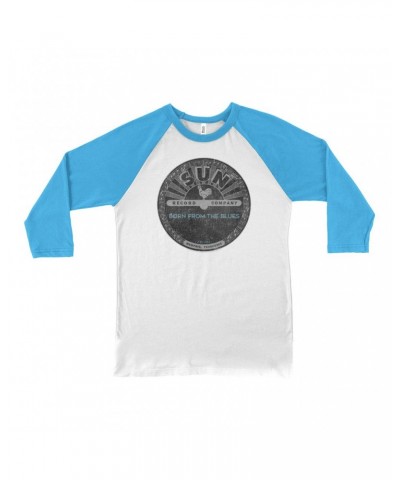 Sun Records 3/4 Sleeve Baseball Tee | Born From Blues Black Label Distressed Shirt $13.48 Shirts