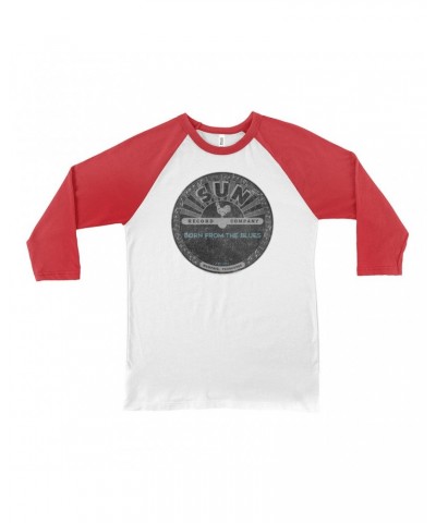 Sun Records 3/4 Sleeve Baseball Tee | Born From Blues Black Label Distressed Shirt $13.48 Shirts