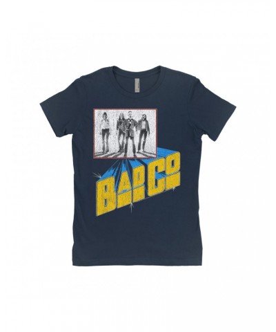 Bad Company Ladies' Boyfriend T-Shirt | 1976 Run With The Pack Concert Distressed Shirt $9.48 Shirts