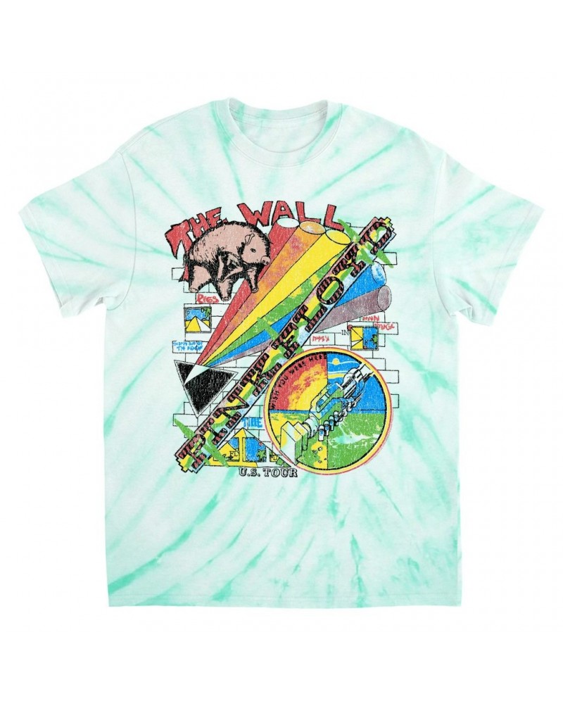 Pink Floyd T-Shirt | The Wall U.S. Tour Sketch Distressed Tie Dye Shirt $10.24 Shirts