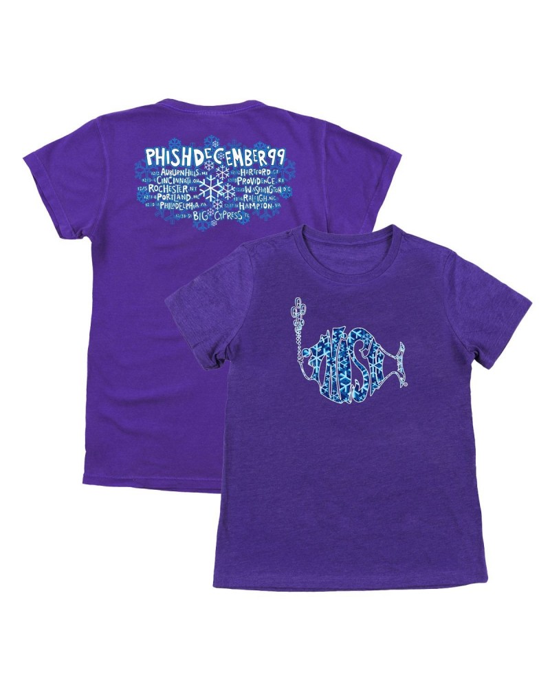 Phish Women's Snowflakes 1999 Tour Tee on Purple $7.82 Shirts