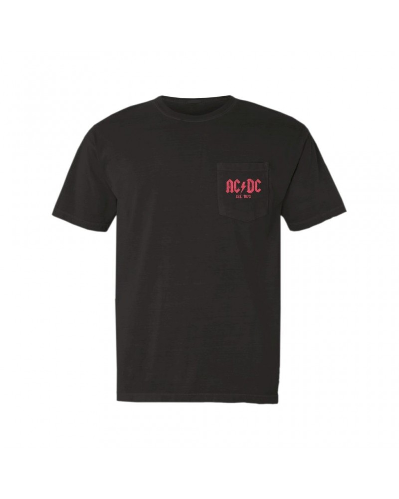 AC/DC T-Shirt | Est. 1973 Red Design Distressed Pocket T-shirt $13.48 Shirts