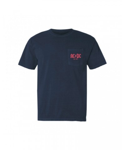 AC/DC T-Shirt | Est. 1973 Red Design Distressed Pocket T-shirt $13.48 Shirts